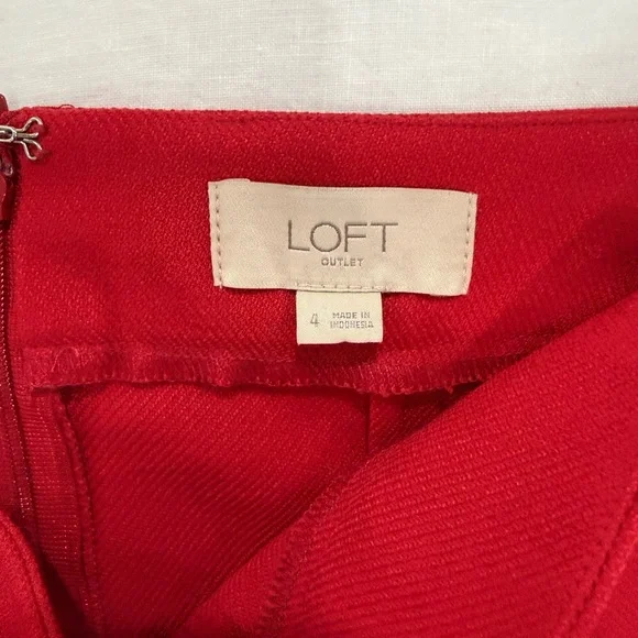 LOFT Red Mini Skirt with Black Buttons - Picture 3 of 5